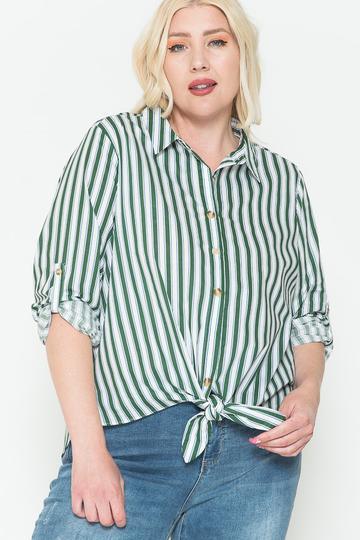 Multi Stripe Side Slit Cotton Shirt - Leur Beau Monde Boutique