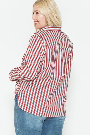 Multi Stripe Side Slit Cotton Shirt - Leur Beau Monde Boutique