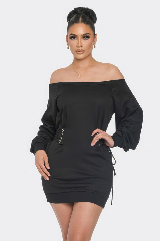 Off Shoulder Mini Dress - Leur Beau Monde Boutique