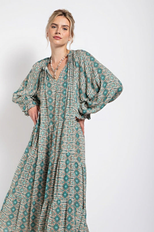 Paisley Printed Gauze Maxi Dress - Leur Beau Monde Boutique