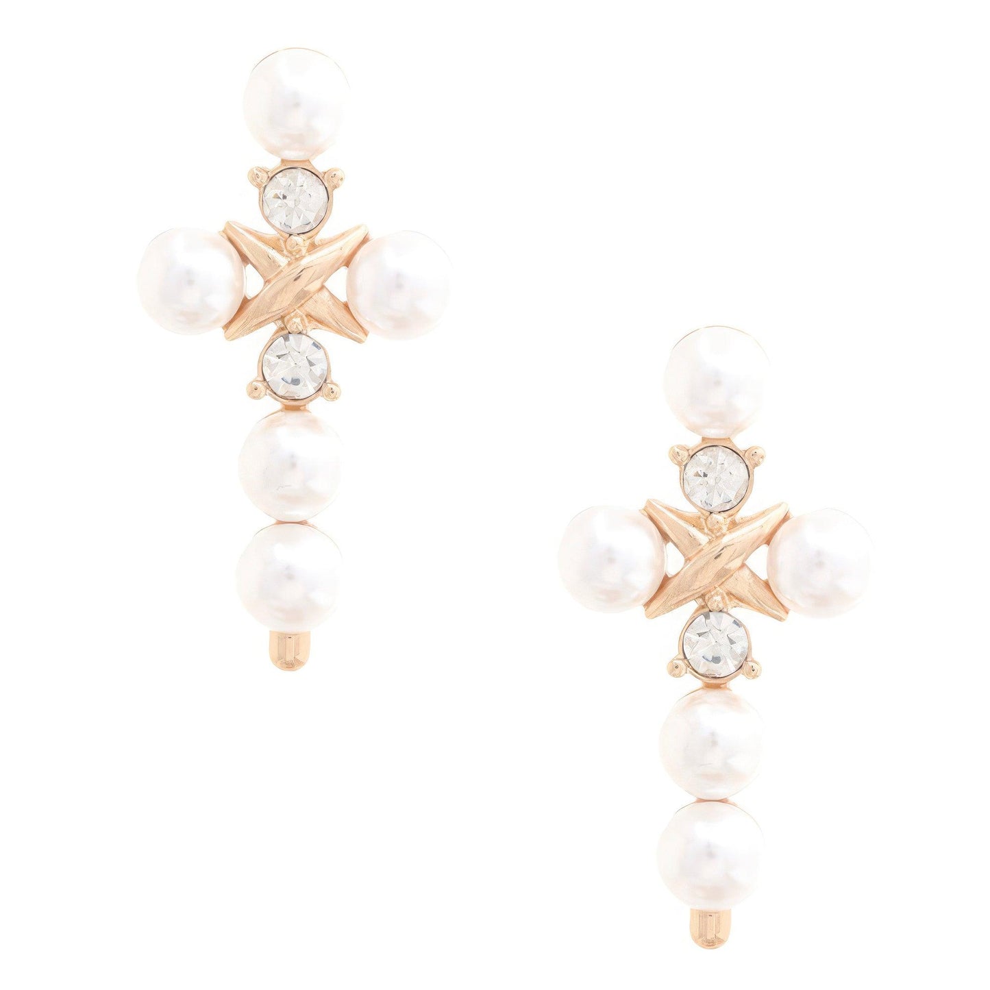 Pearl Bead Cross Dangle Earring - Leur Beau Monde Boutique