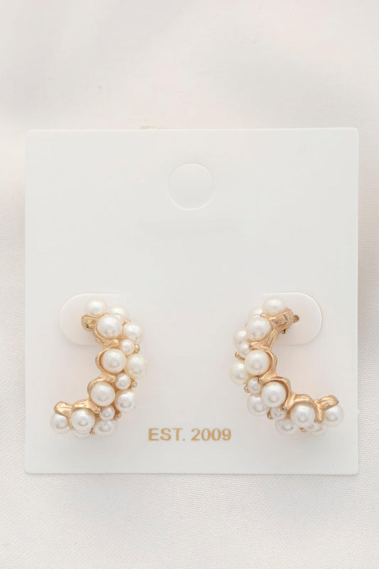 Pearl Bead Open Circle Earring - Leur Beau Monde Boutique