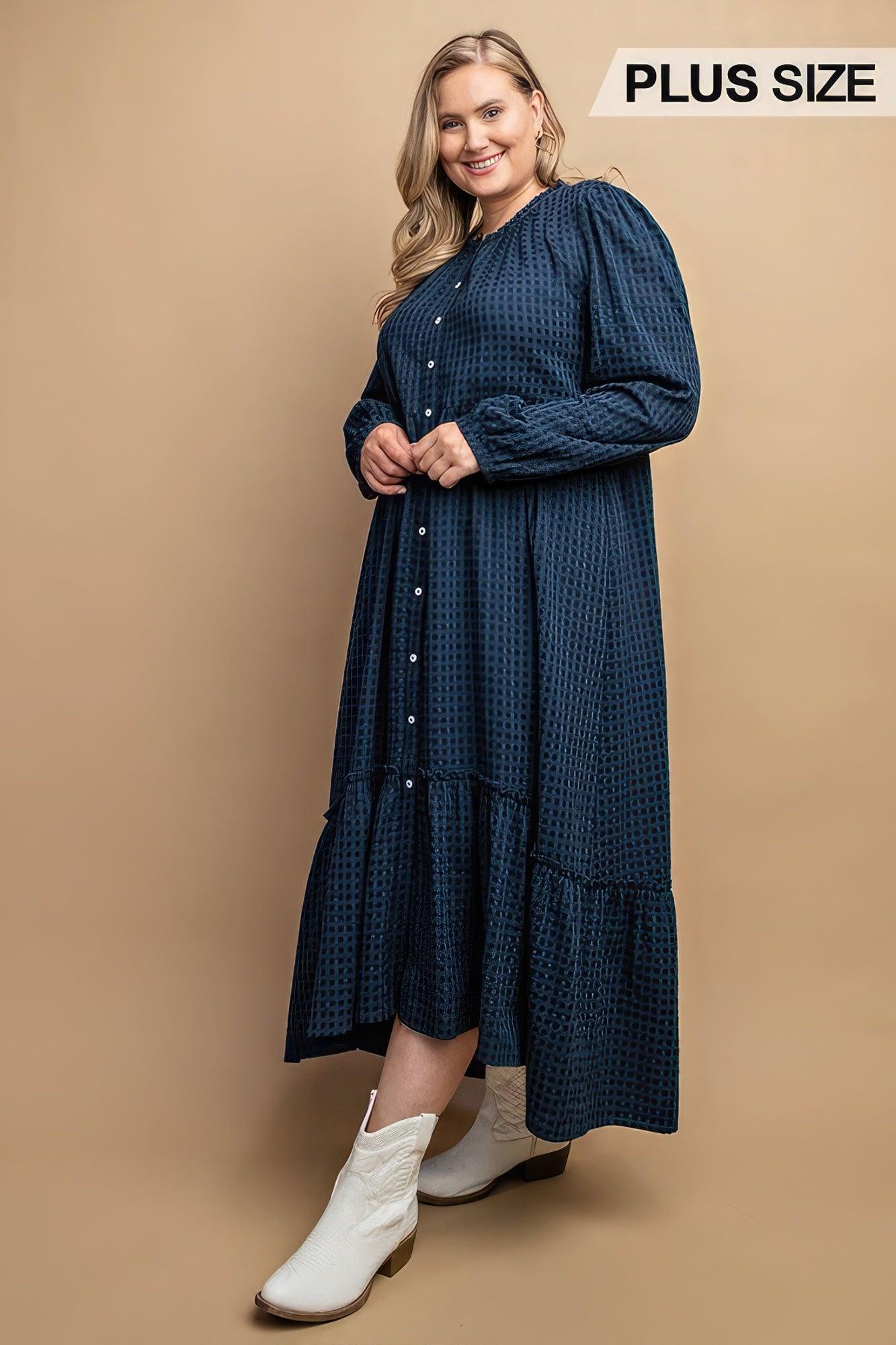 Plaid Button Down Hi - Low Hem Maxi Dress - Leur Beau Monde Boutique