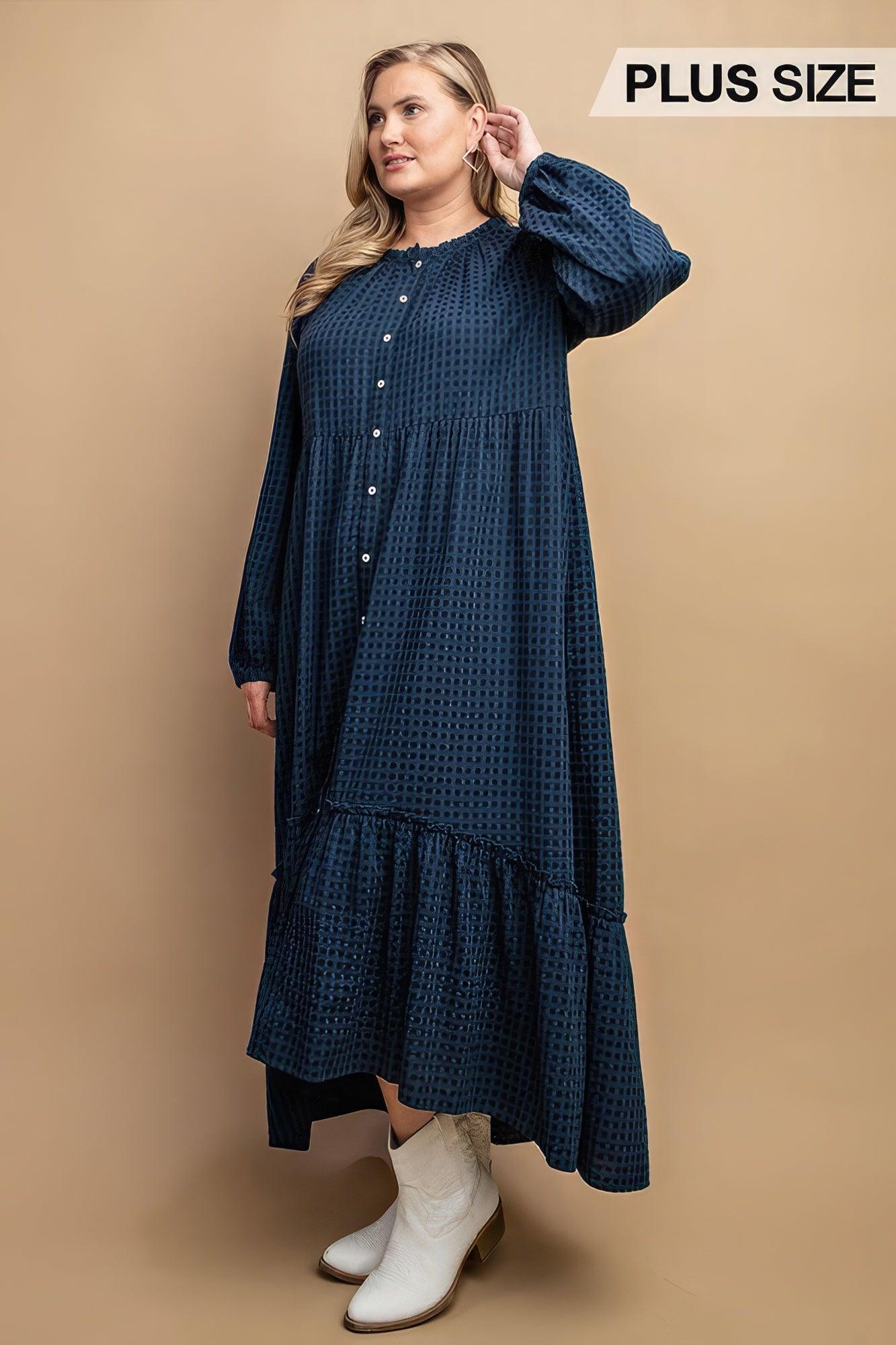 Plaid Button Down Hi - Low Hem Maxi Dress - Leur Beau Monde Boutique