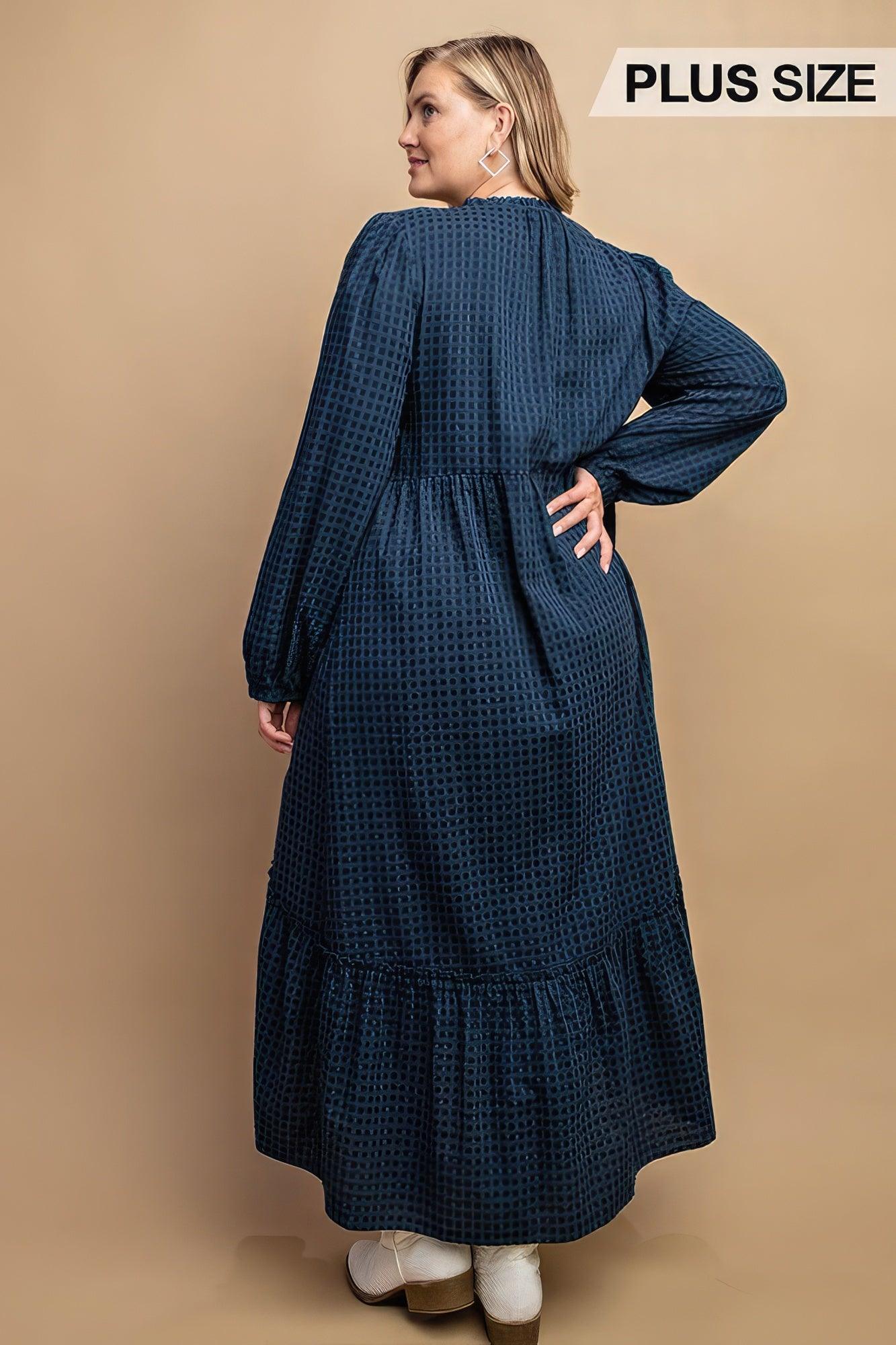 Plaid Button Down Hi - Low Hem Maxi Dress - Leur Beau Monde Boutique