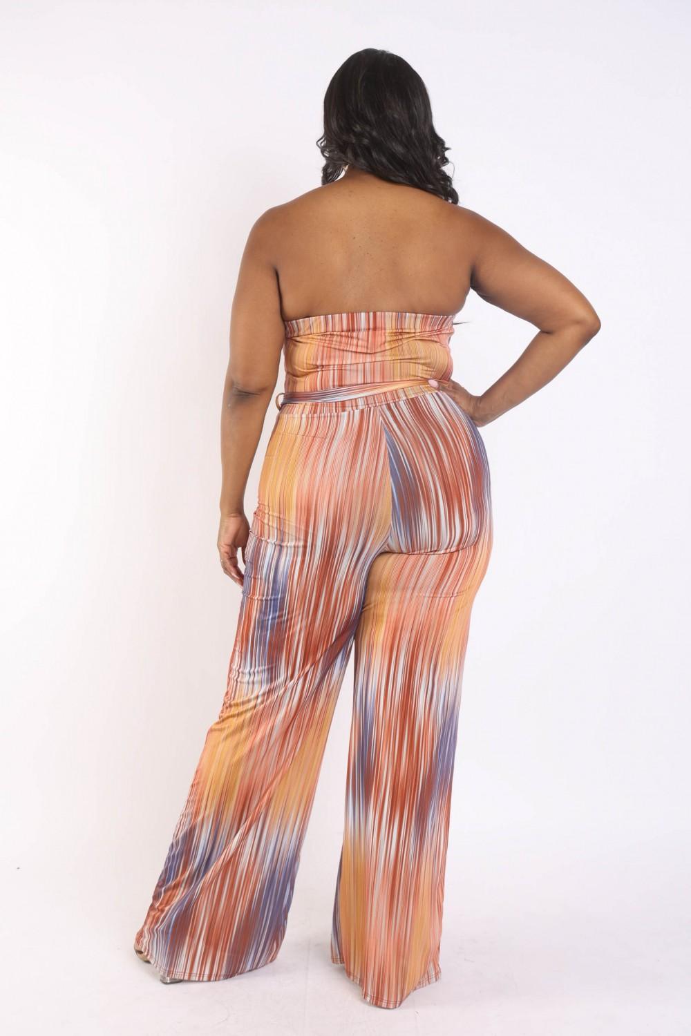 Printed Tube Jumpsuit With Self Belt - Leur Beau Monde Boutique