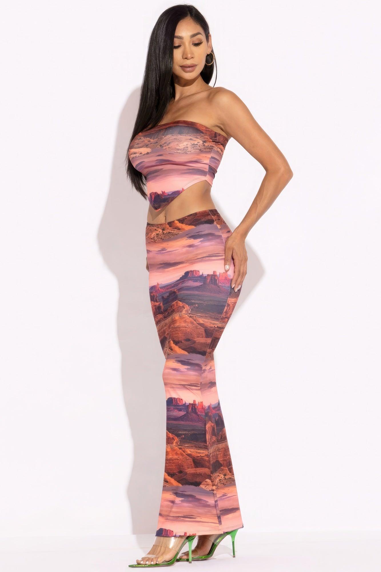 Printed Tube Top And Maxi Skirt - Leur Beau Monde Boutique