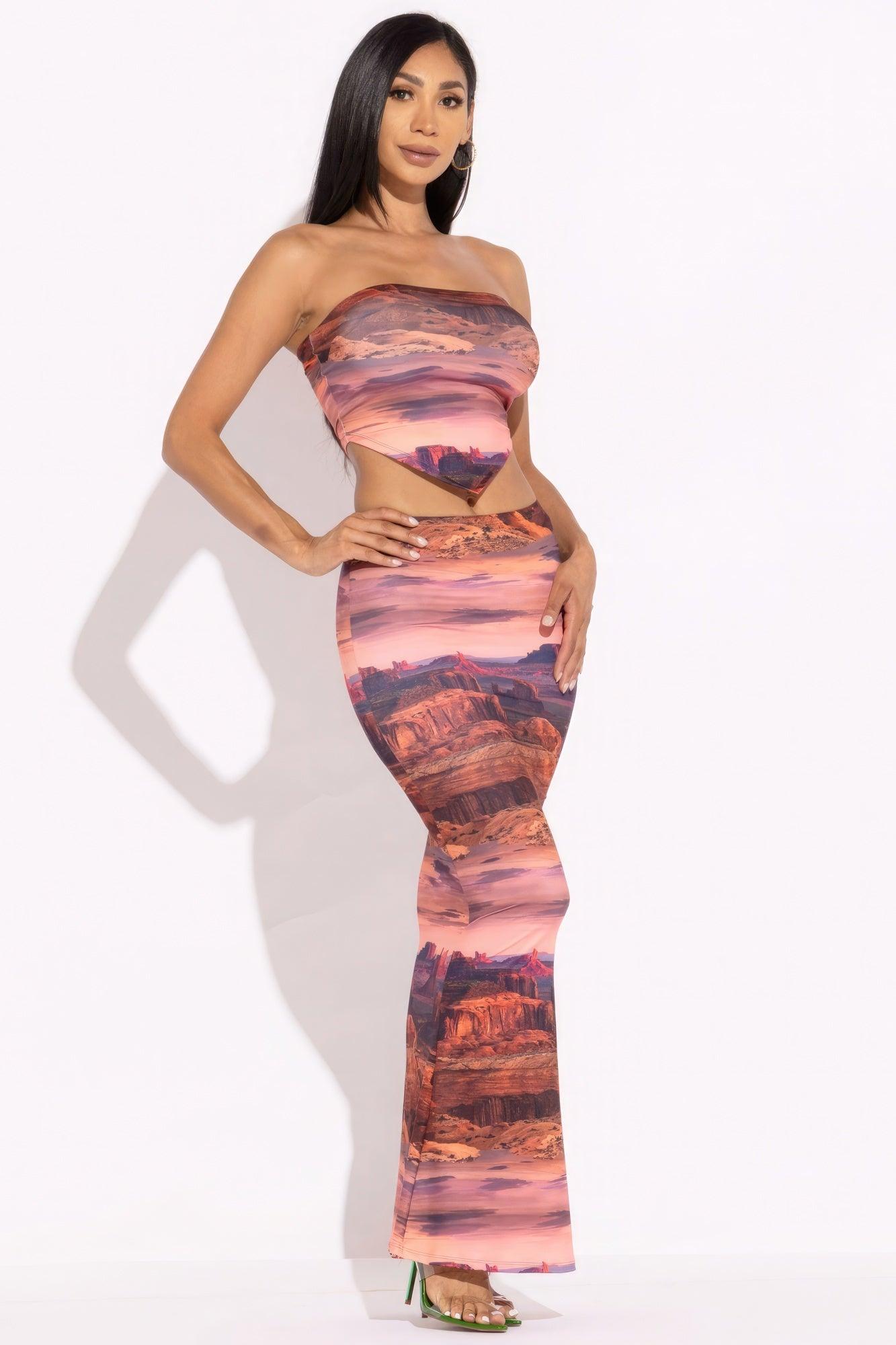 Printed Tube Top And Maxi Skirt - Leur Beau Monde Boutique