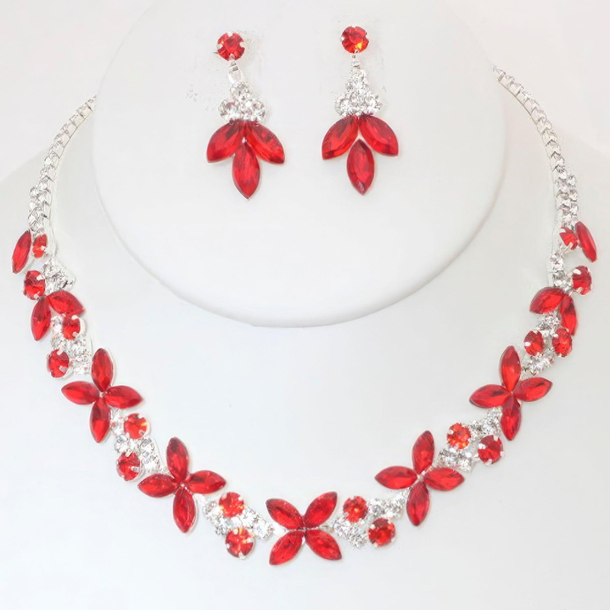 Rhinestone Crystal Necklace And Earring Set - Leur Beau Monde Boutique