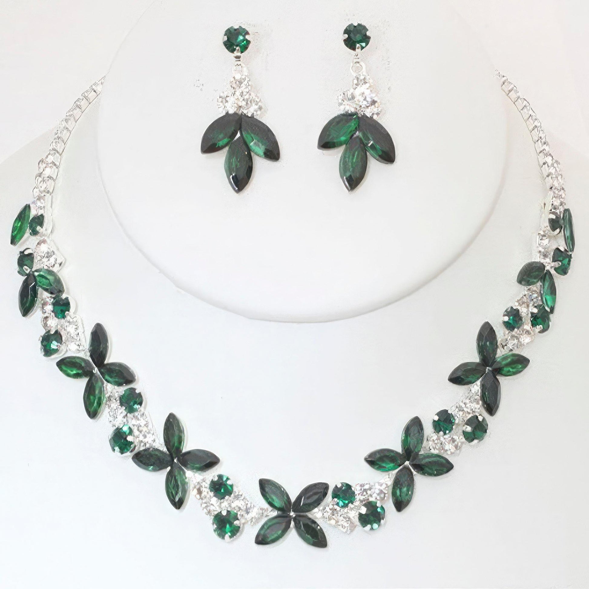 Rhinestone Crystal Necklace And Earring Set - Leur Beau Monde Boutique