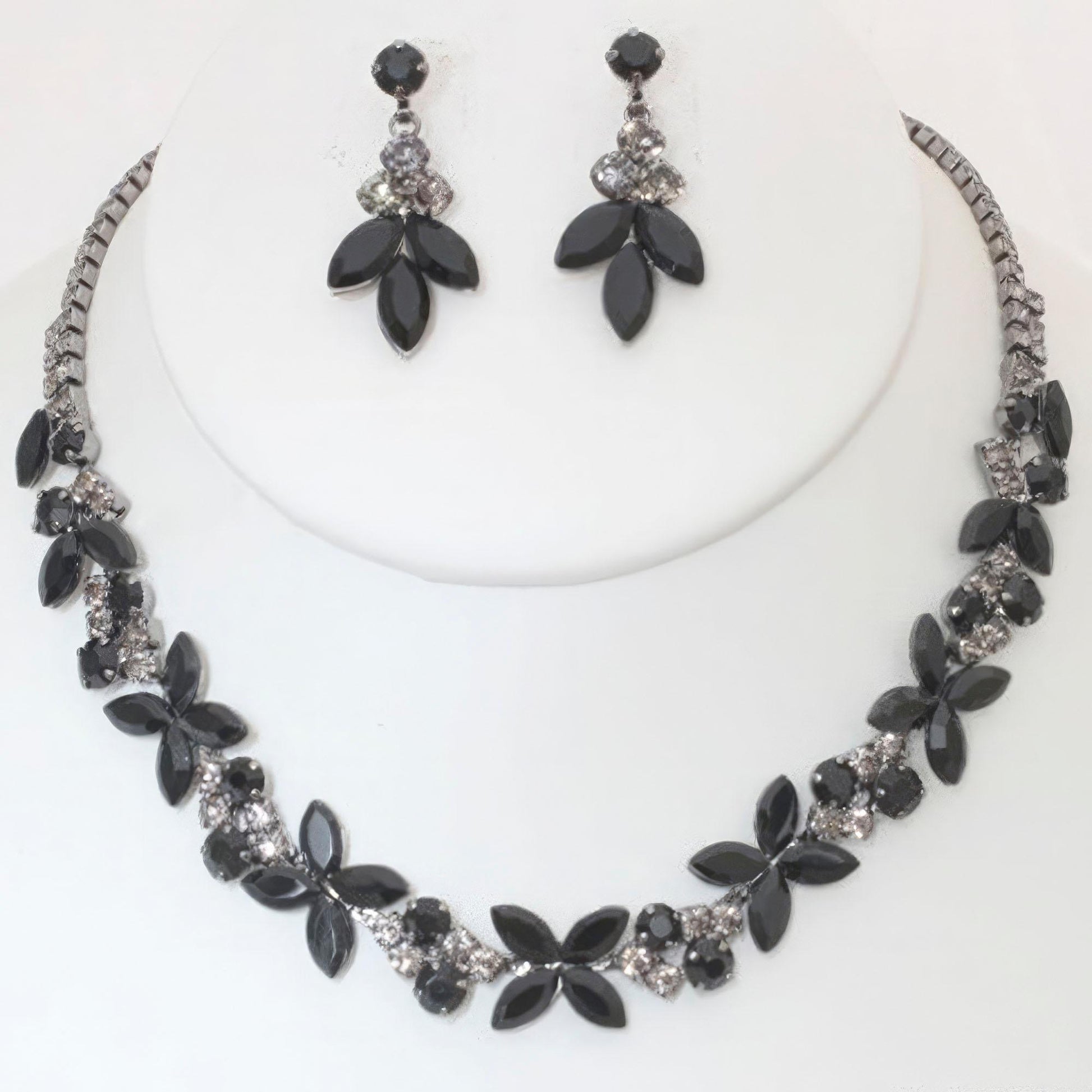 Rhinestone Crystal Necklace And Earring Set - Leur Beau Monde Boutique