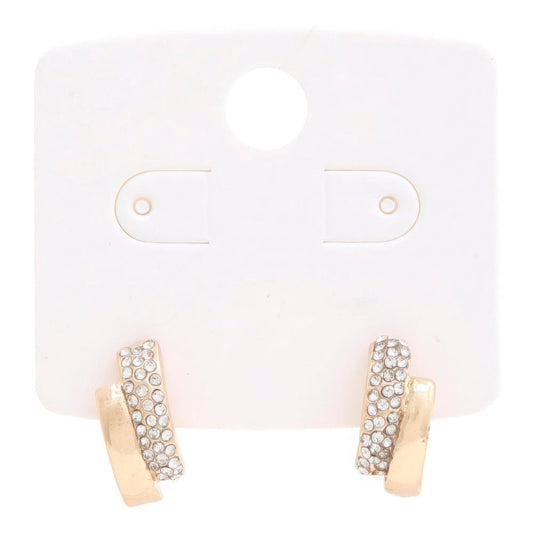 Rhinestone Metal Bar Earring - Leur Beau Monde Boutique