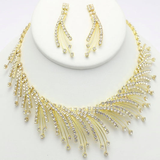 Rhinestone Necklace Earring Set - Leur Beau Monde Boutique