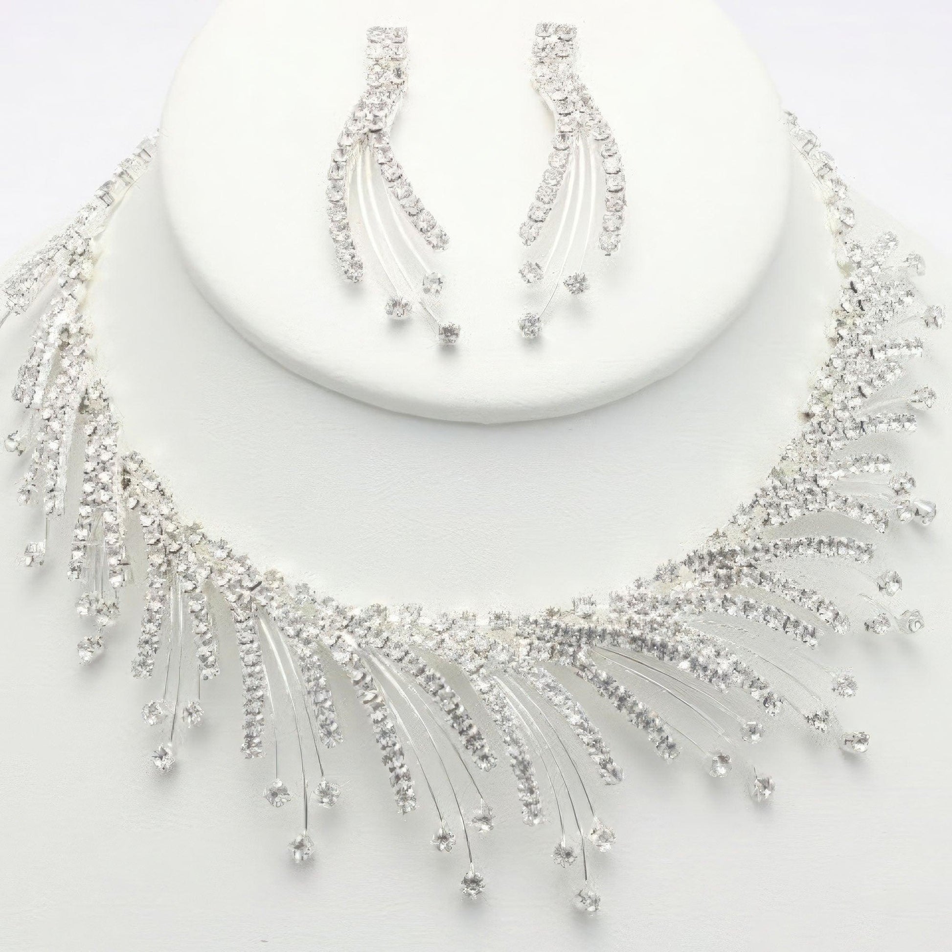 Rhinestone Necklace Earring Set - Leur Beau Monde Boutique