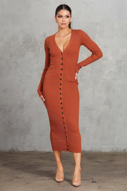 Ribbed Midi Dress - Leur Beau Monde Boutique