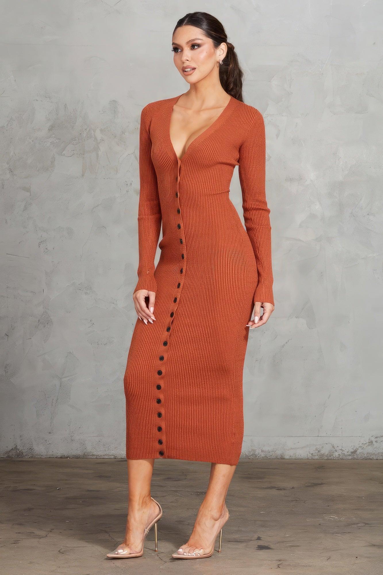 Ribbed Midi Dress - Leur Beau Monde Boutique