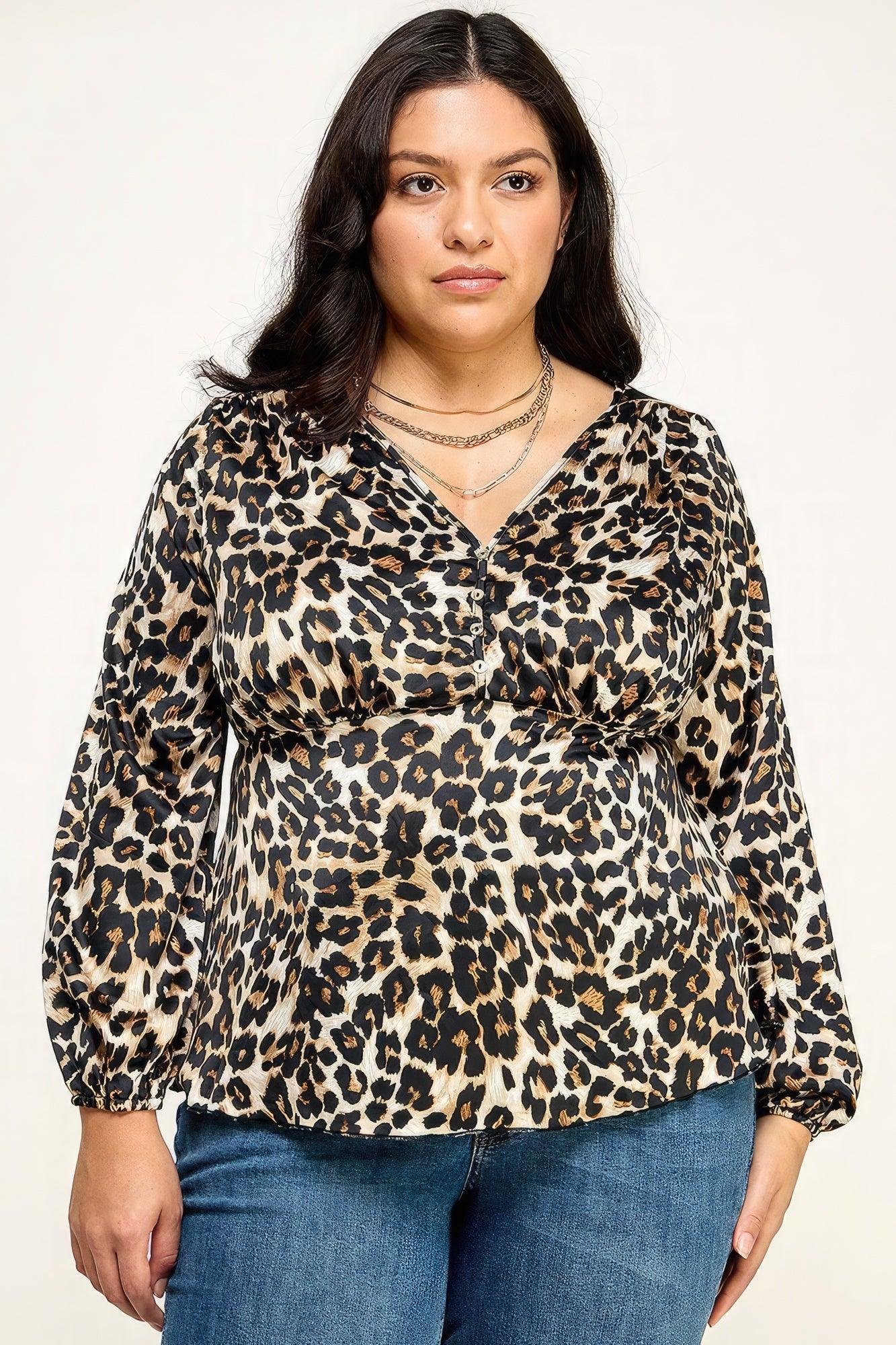 Satin Animal Babydoll Blouse - Leur Beau Monde Boutique