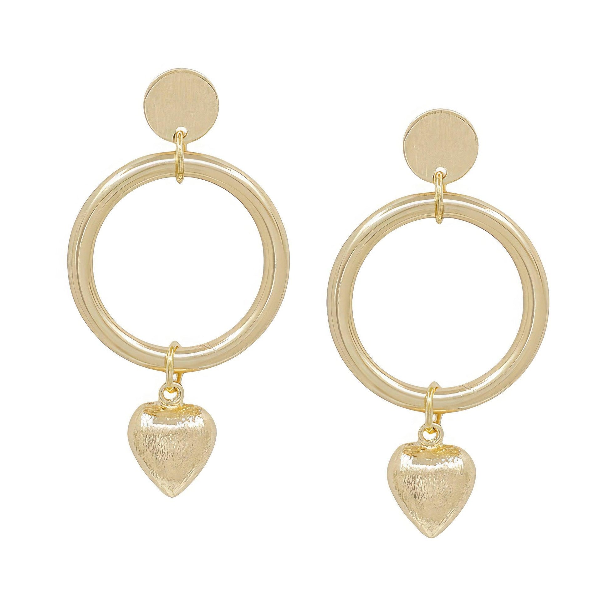 Satin Heart Drop Round Casting Post Earring - Leur Beau Monde Boutique