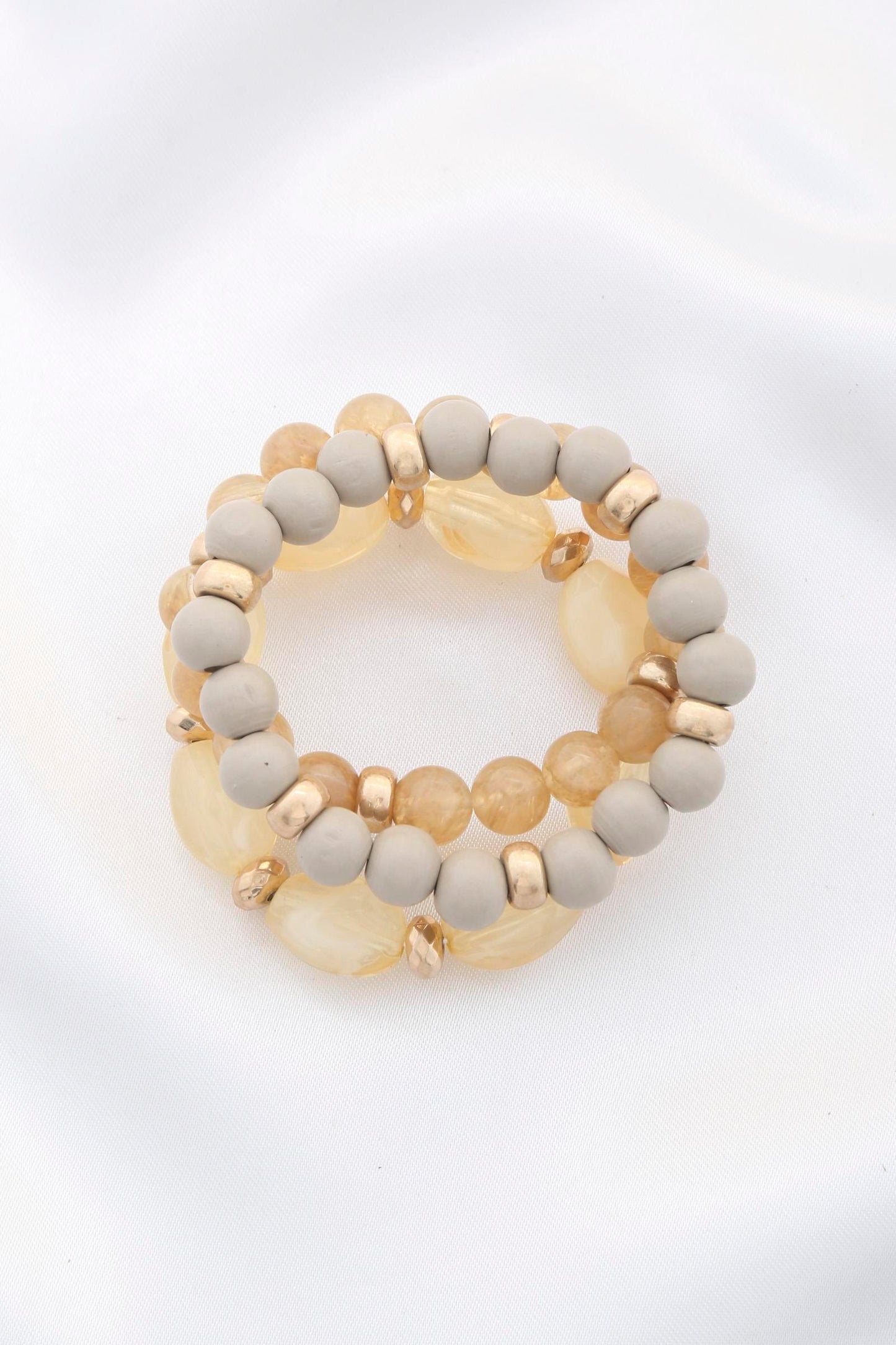 Semi Precious Stone Wood Bead Bracelet Set - Leur Beau Monde Boutique