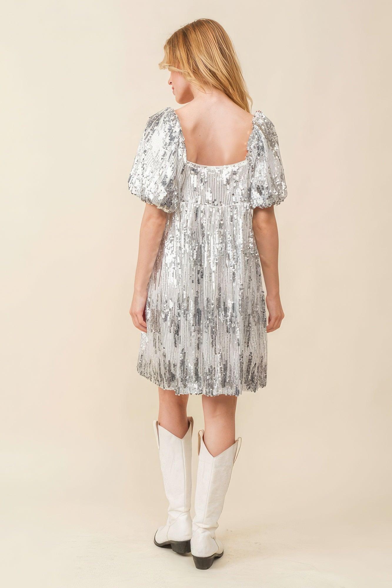 Sequin Babydoll Mini Dress - Leur Beau Monde Boutique