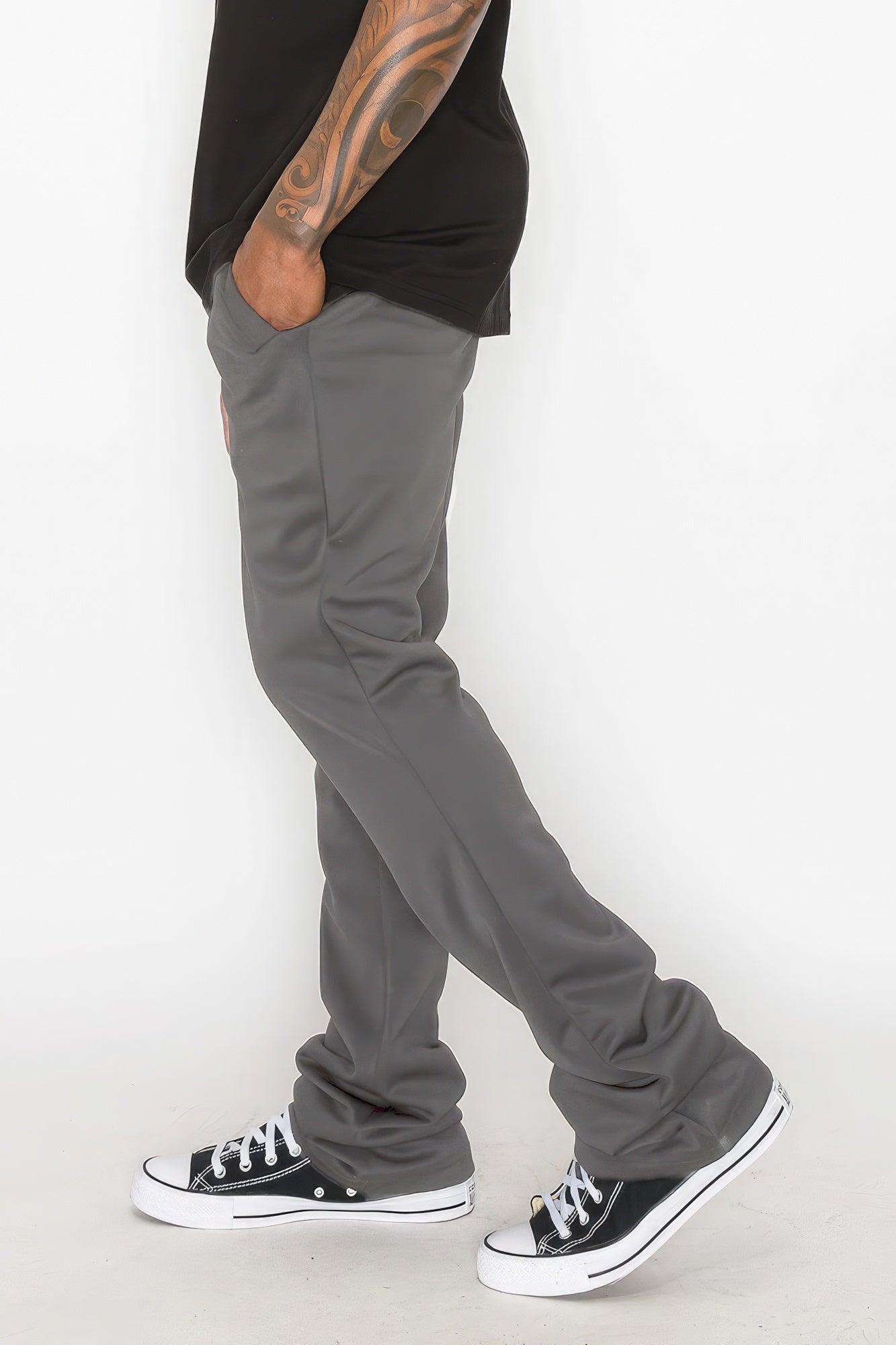 Solid Flare Stacked Track Pants - Leur Beau Monde Boutique