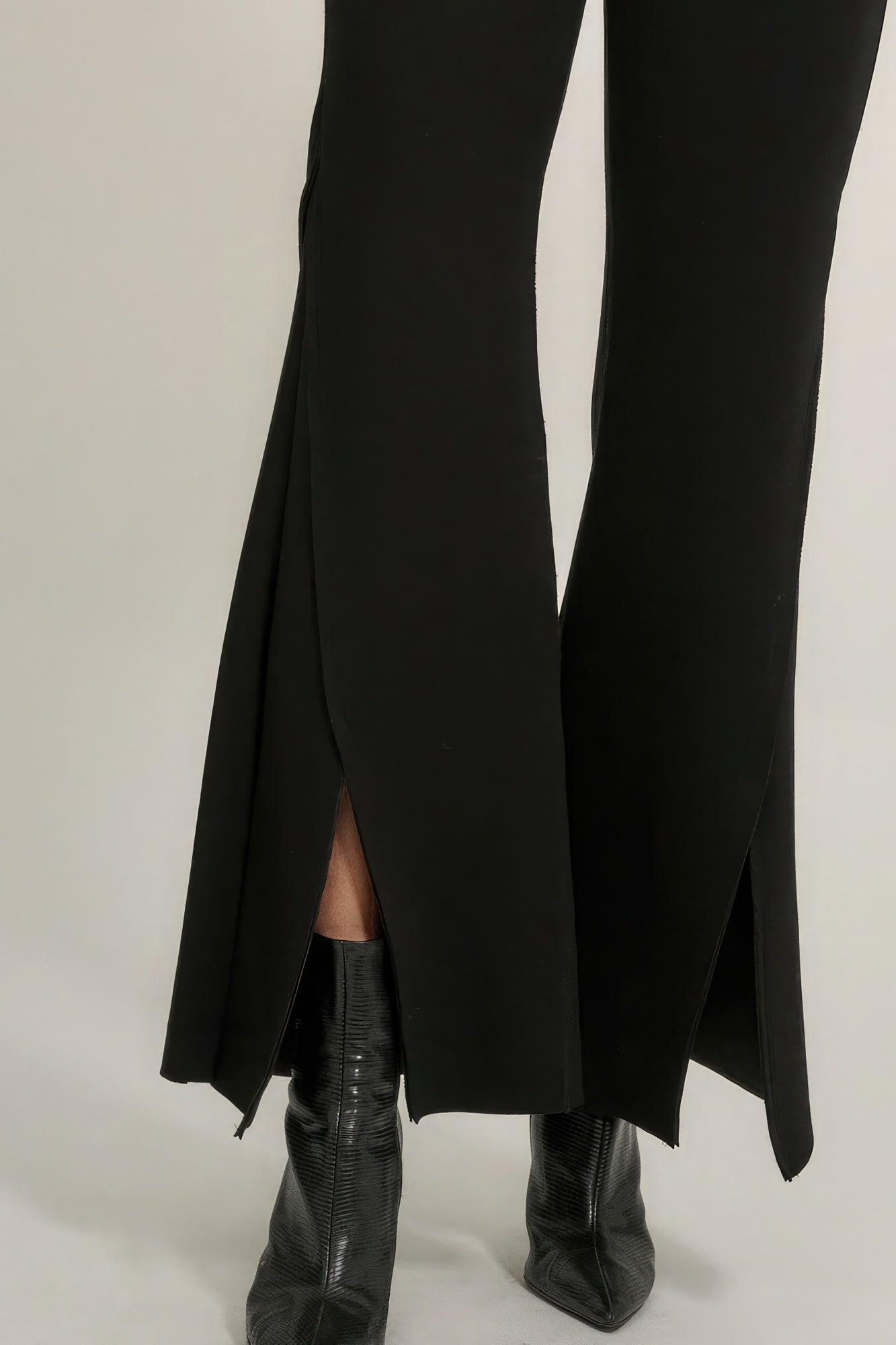 Solid Raw Edge Expose Seam Flare Pants - Leur Beau Monde Boutique