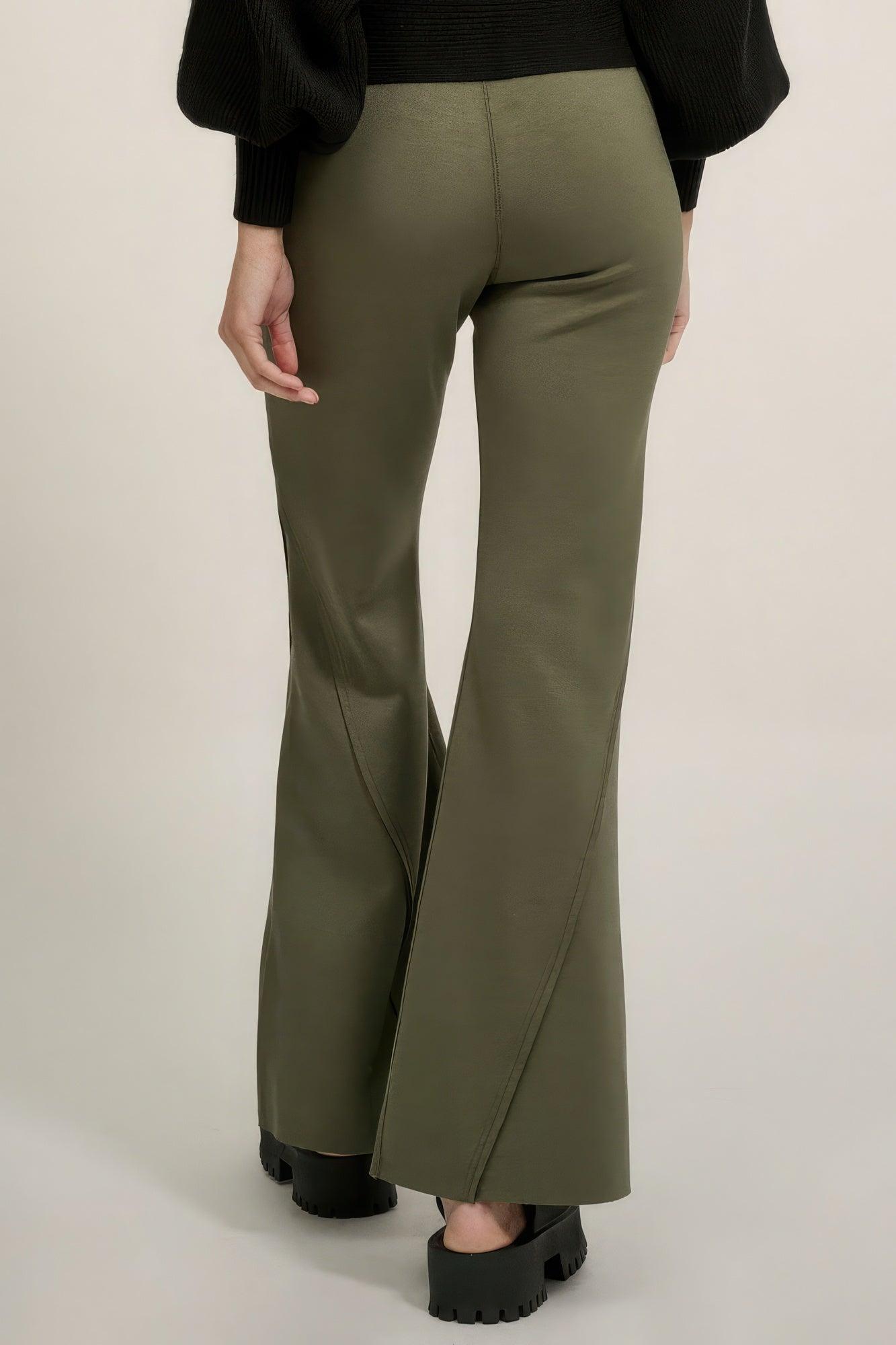 Solid Raw Edge Expose Seam Flare Pants - Leur Beau Monde Boutique