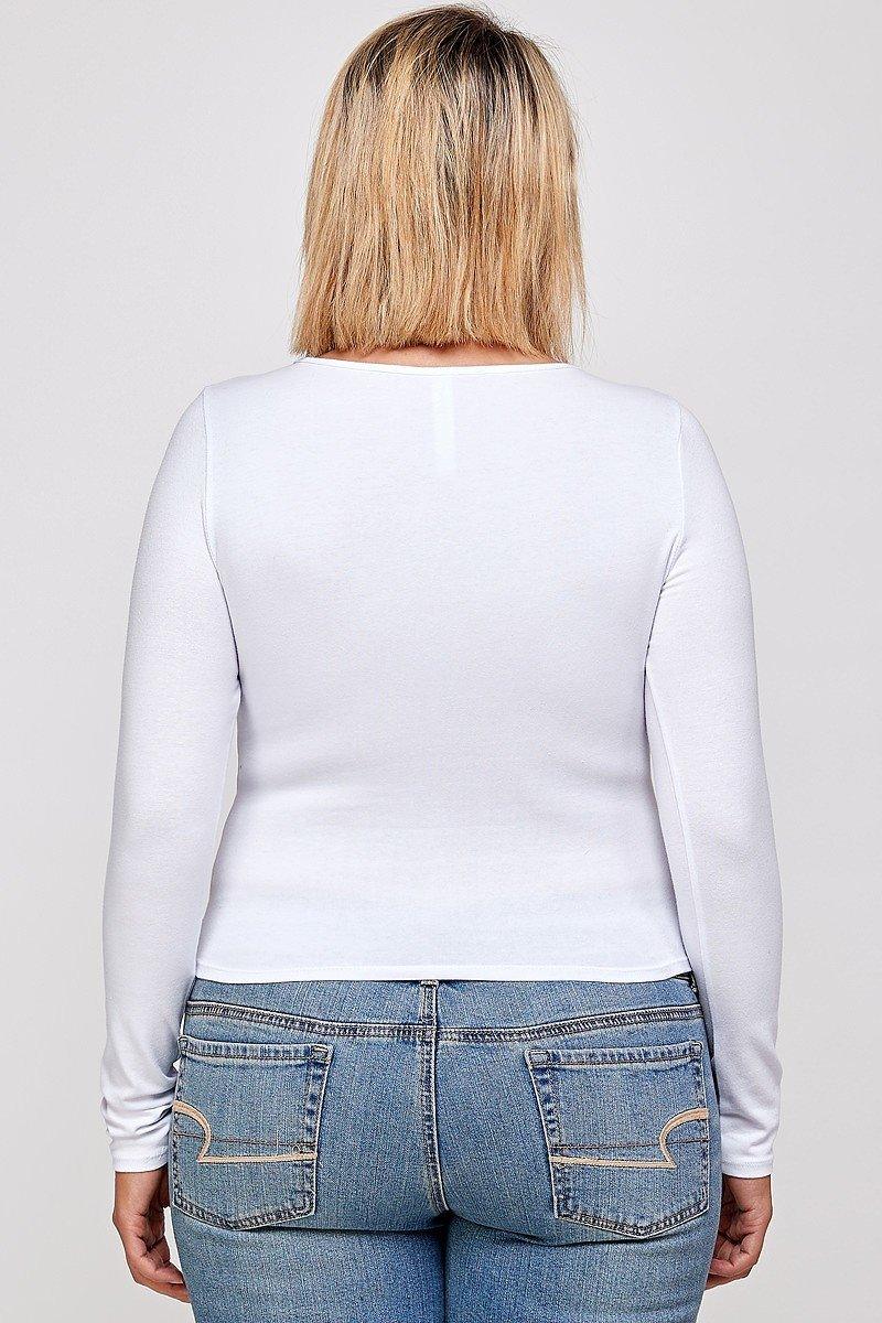 Solid Round Neck Top, With Long Sleeves, And Cut-out Detail - Leur Beau Monde Boutique