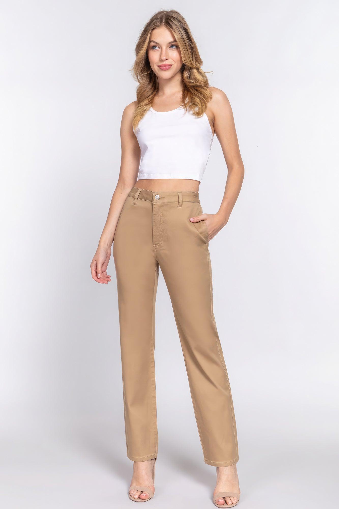 Straight Fit Twill Long Pants - Leur Beau Monde Boutique