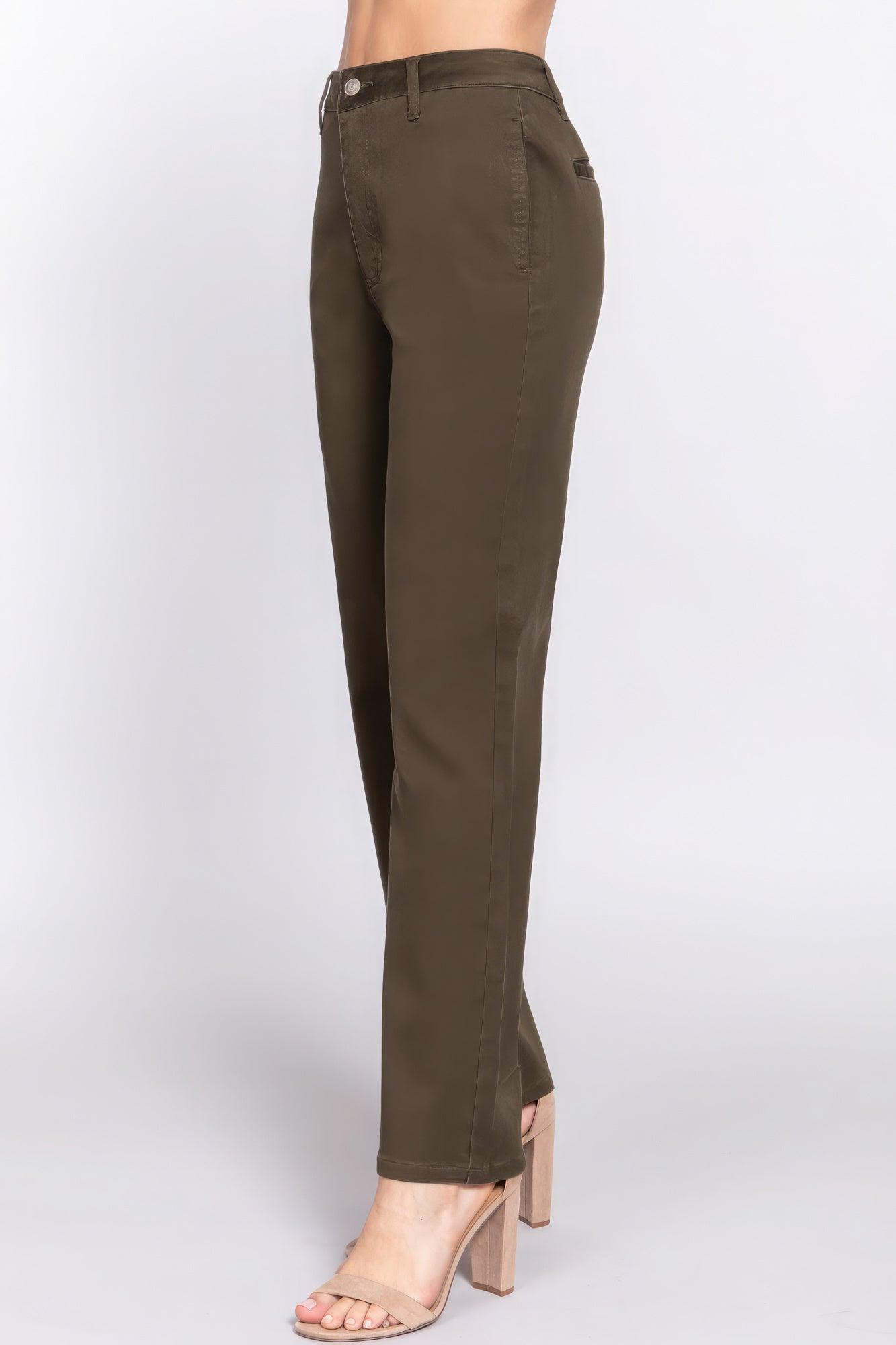 Straight Fit Twill Long Pants - Leur Beau Monde Boutique