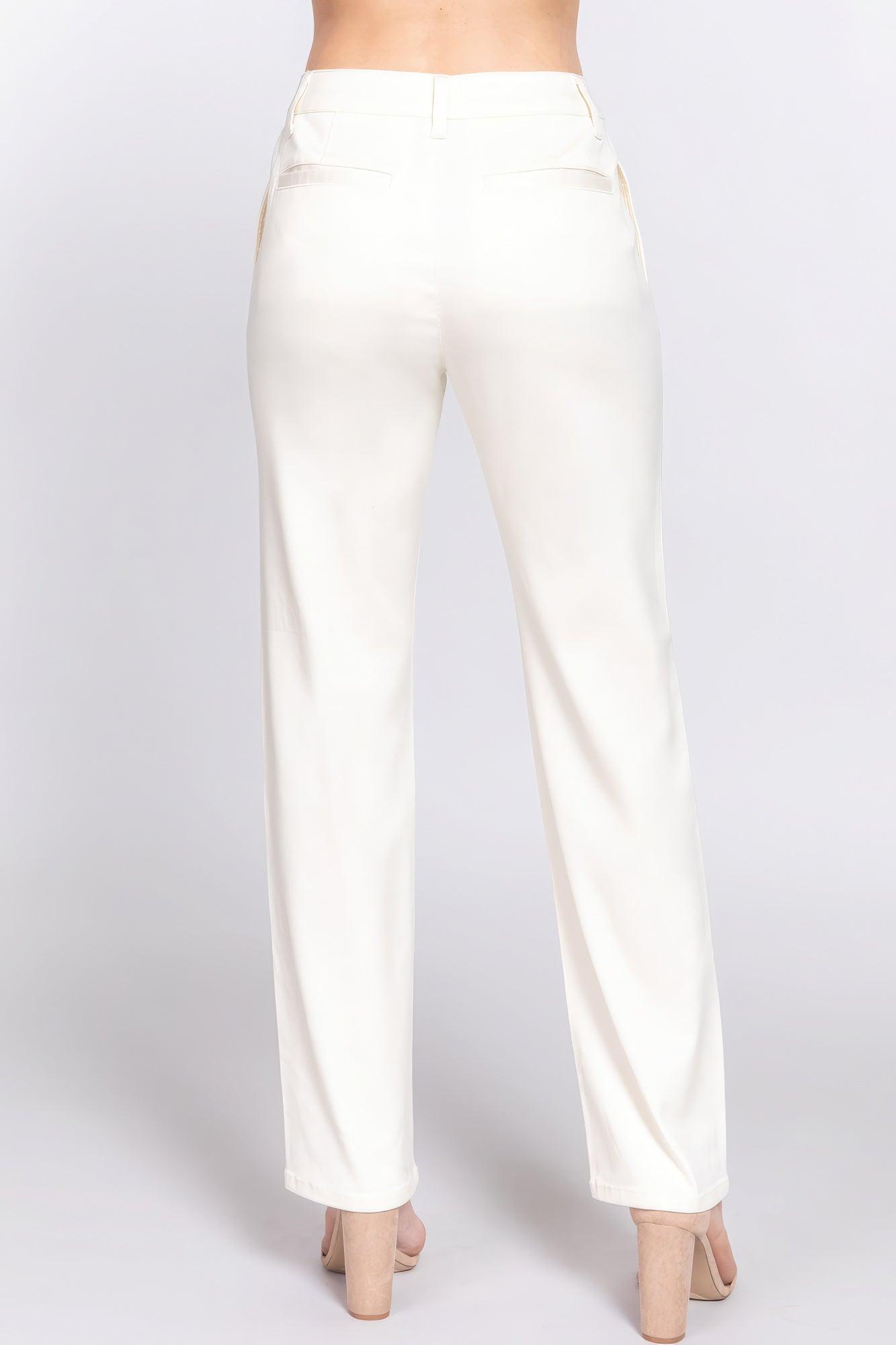 Straight Fit Twill Long Pants - Leur Beau Monde Boutique