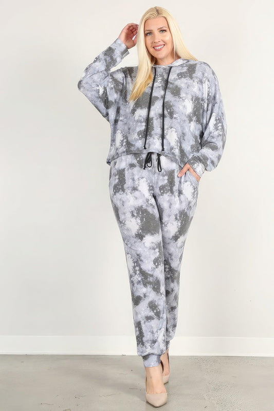 Tie Dye Print Pullover Hoodie And Sweatpants - Leur Beau Monde Boutique