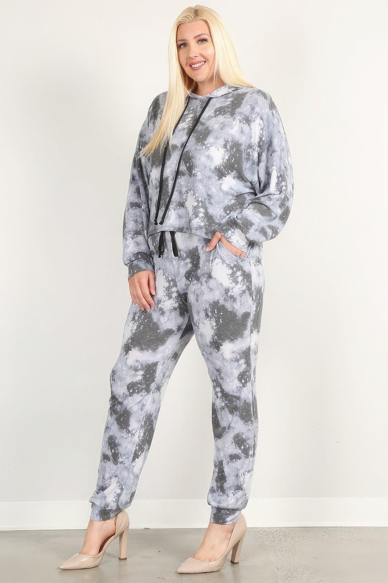 Tie Dye Print Pullover Hoodie And Sweatpants - Leur Beau Monde Boutique