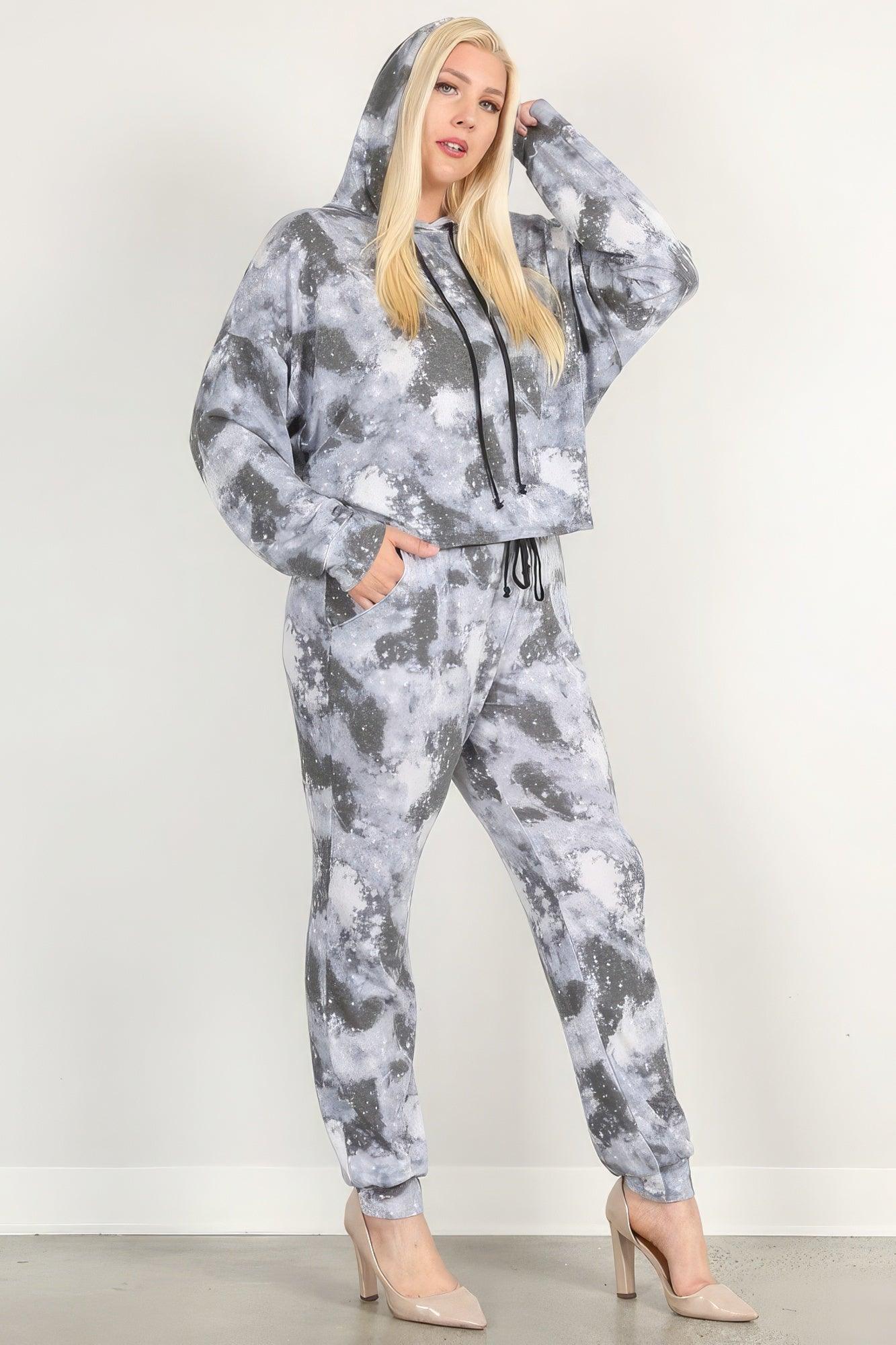 Tie Dye Print Pullover Hoodie And Sweatpants - Leur Beau Monde Boutique