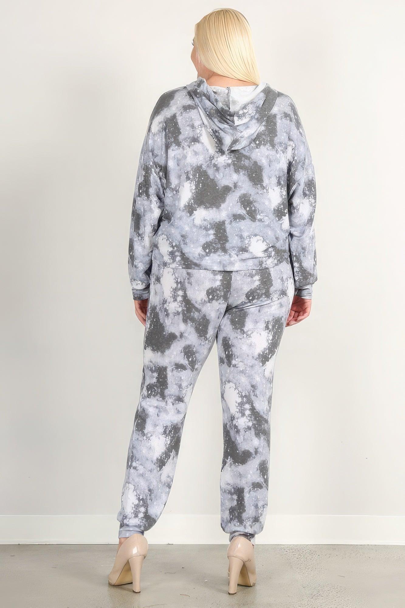 Tie Dye Print Pullover Hoodie And Sweatpants - Leur Beau Monde Boutique