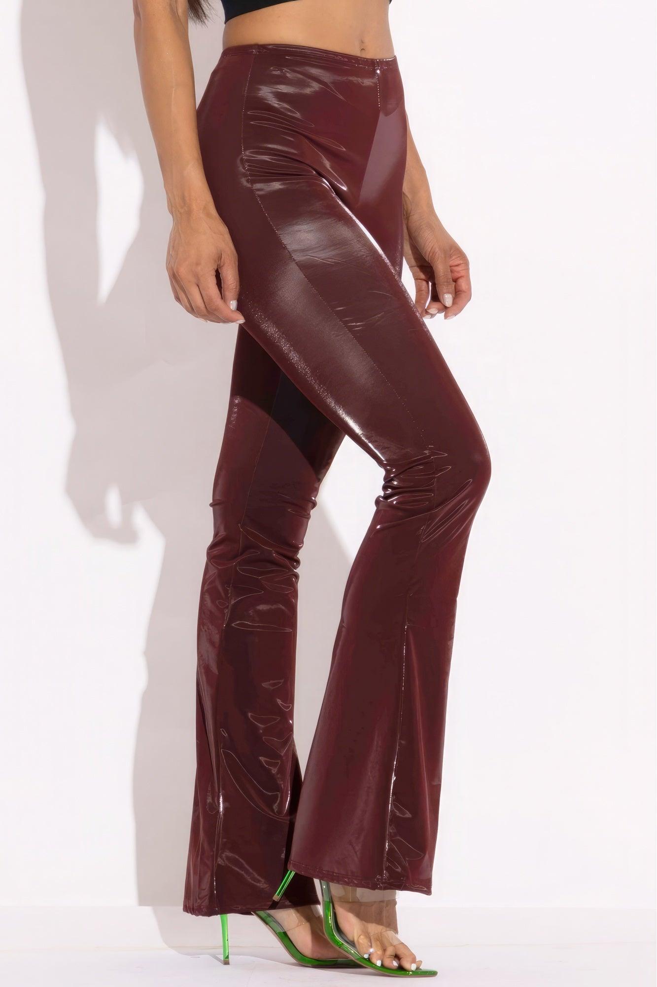 Velvet Pu Flared Pants - Leur Beau Monde Boutique