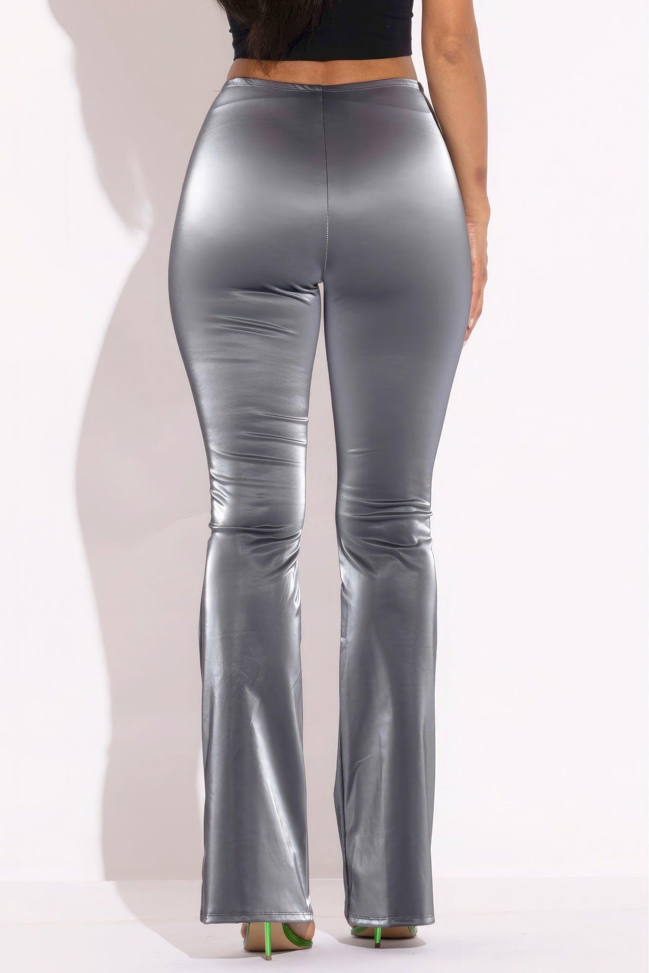 Velvet Pu Flared Pants - Leur Beau Monde Boutique