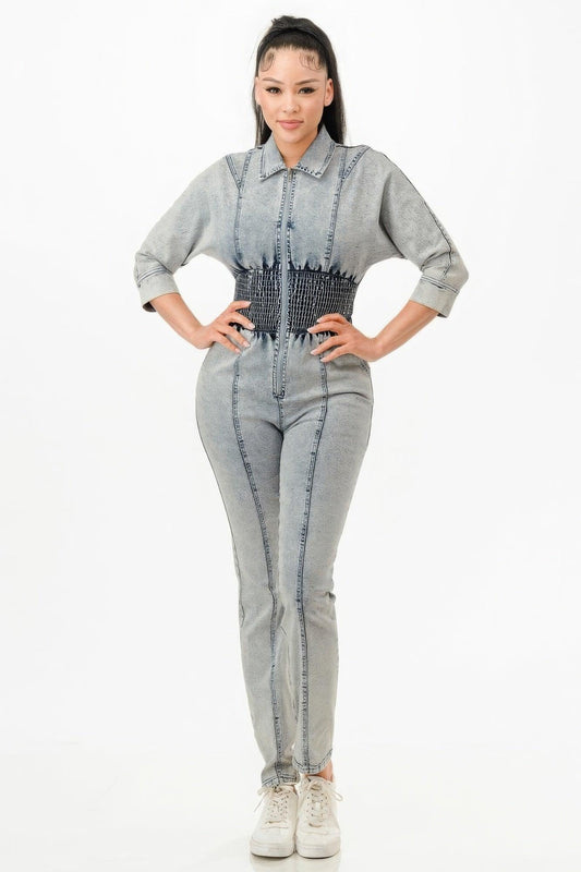 Washed Denim Jumpsuit - Leur Beau Monde Boutique