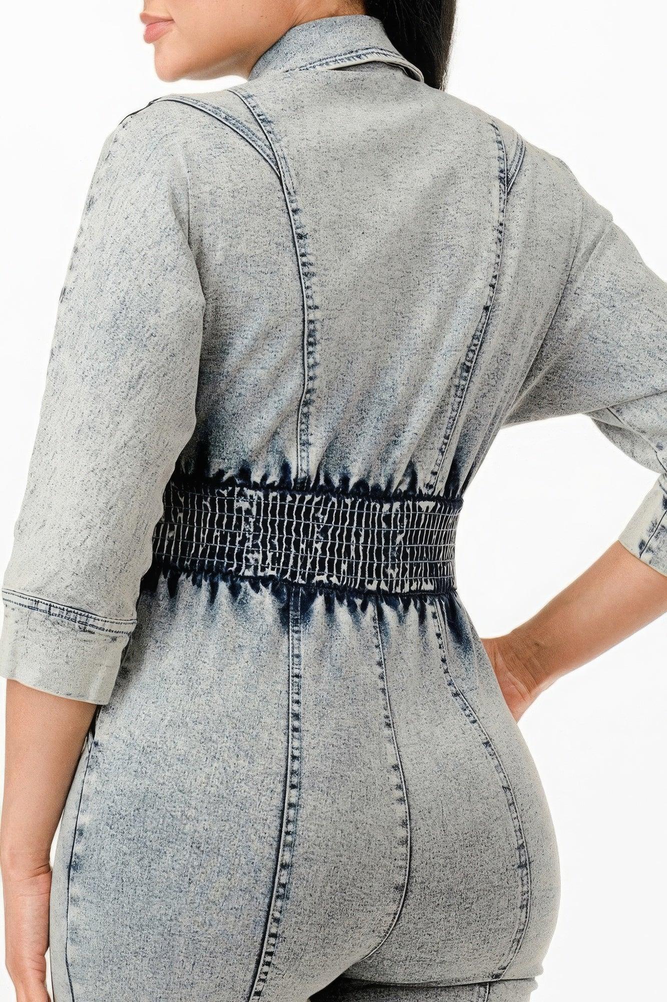 Washed Denim Jumpsuit - Leur Beau Monde Boutique