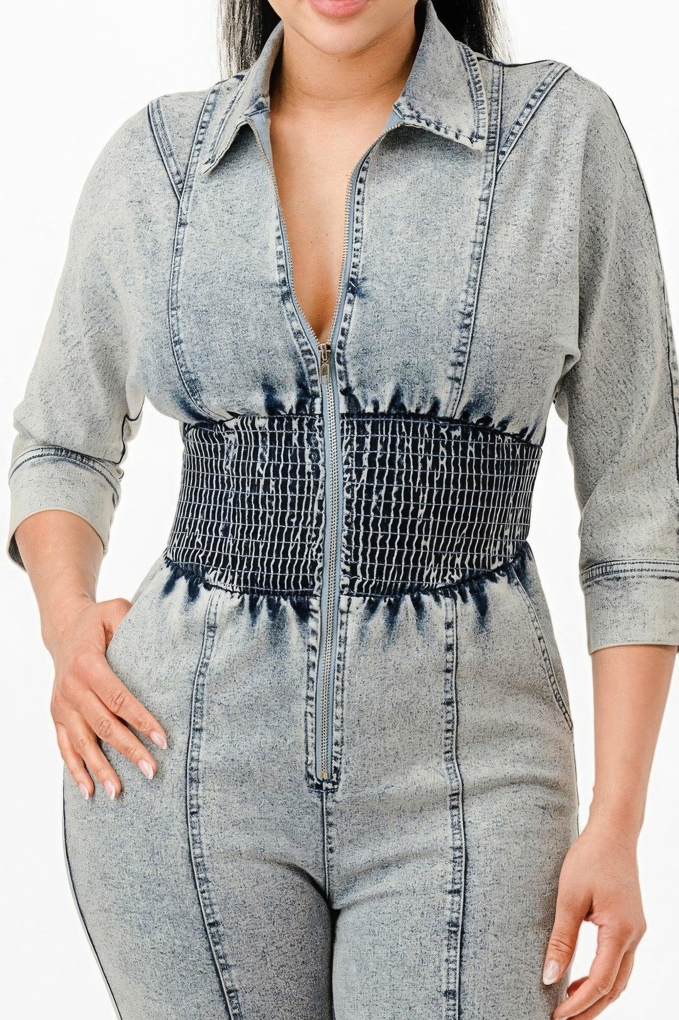 Washed Denim Jumpsuit - Leur Beau Monde Boutique