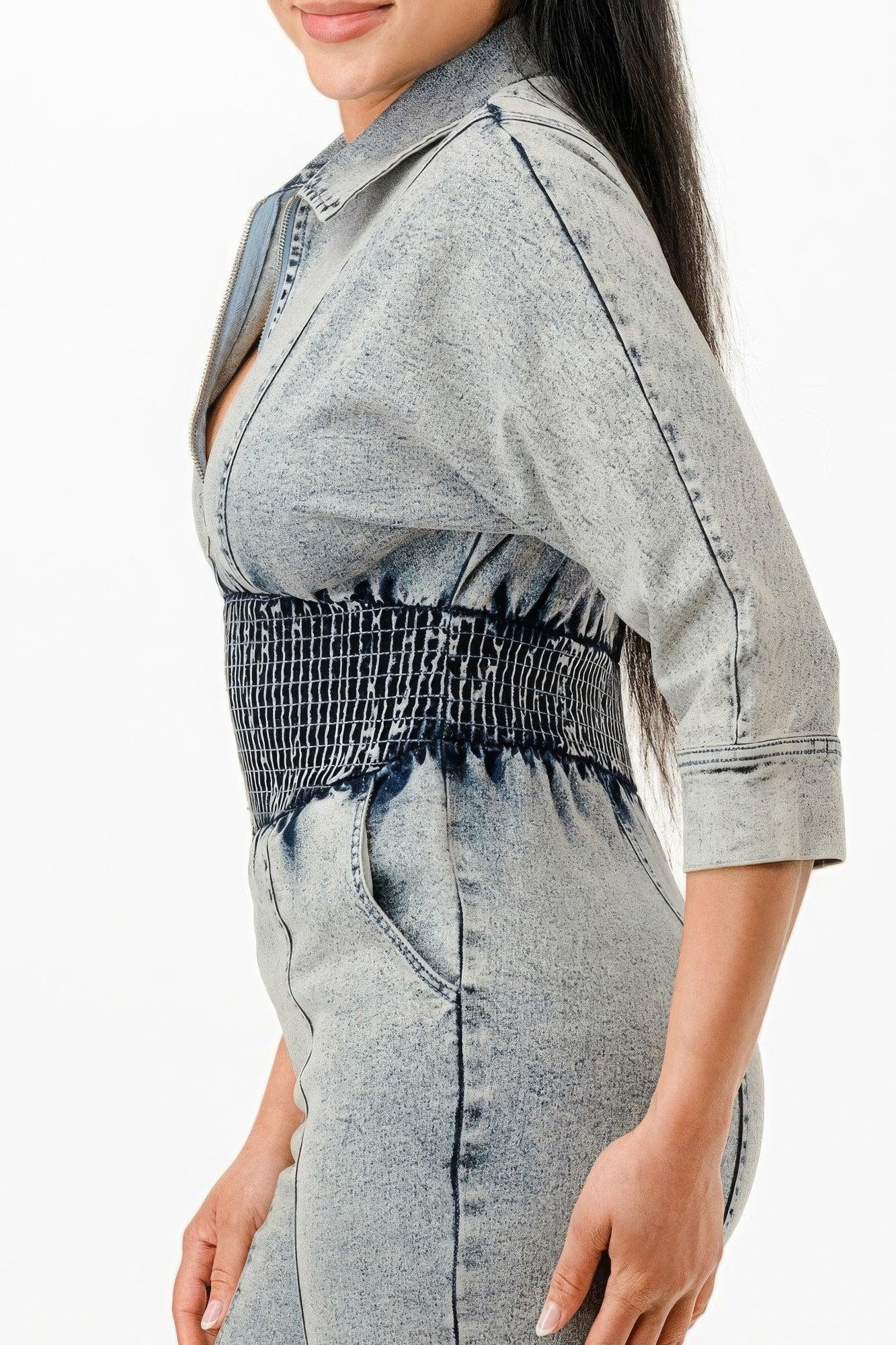 Washed Denim Jumpsuit - Leur Beau Monde Boutique