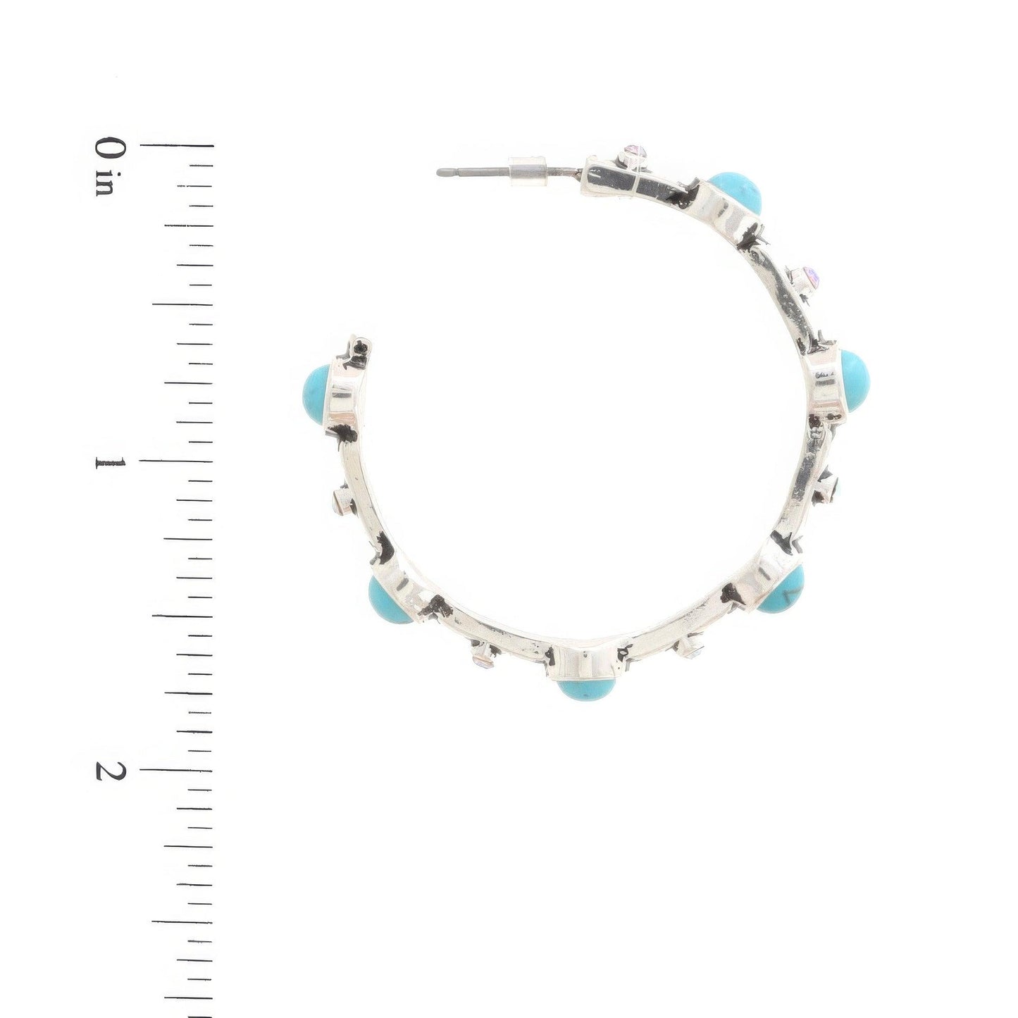 Western Turquoise Bead Open Hoop Earring - Leur Beau Monde Boutique