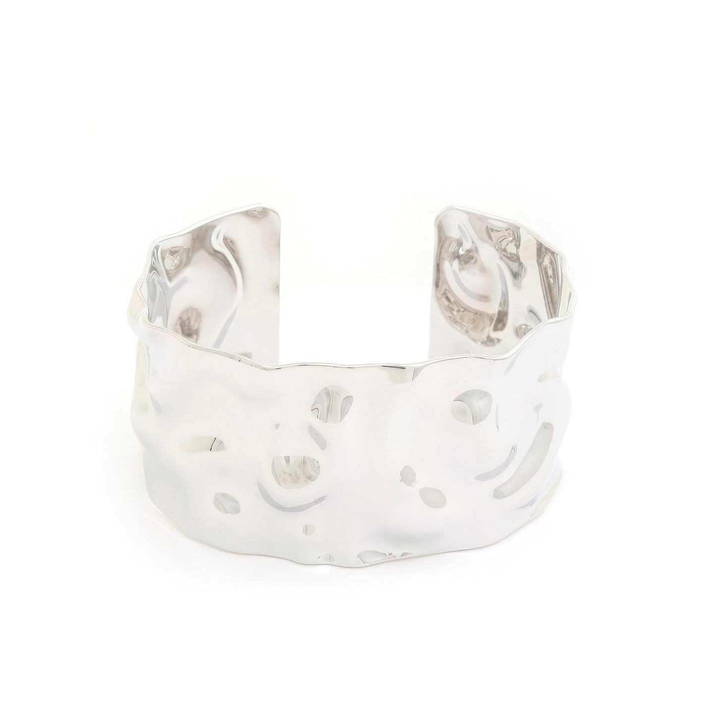 Wide Hammered Metal Cuff Bracelet - Leur Beau Monde Boutique