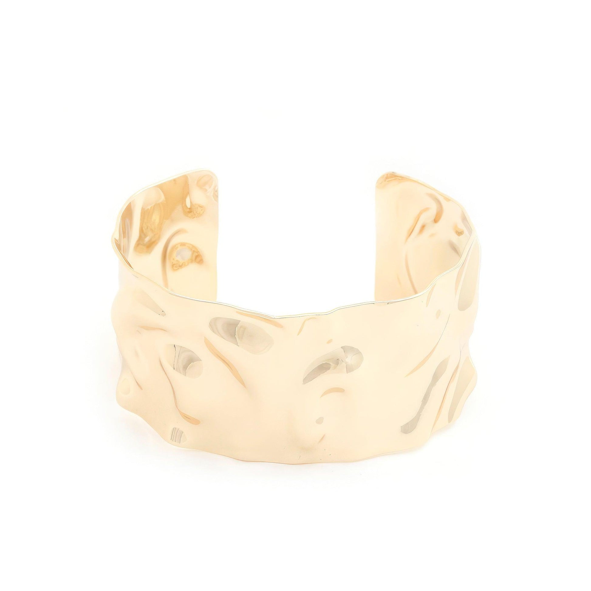 Wide Hammered Metal Cuff Bracelet - Leur Beau Monde Boutique